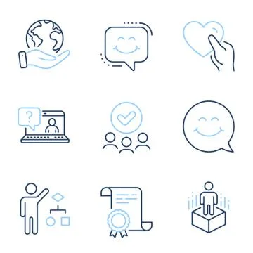 Smile face, Algorithm and Augmented reality icons set. Faq, Smile chat and Hold Illustrazione stock