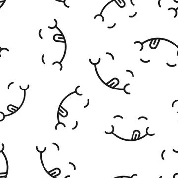 Smile face icon seamless pattern background. Tongue emoticon vector illustrat Stock Illustration