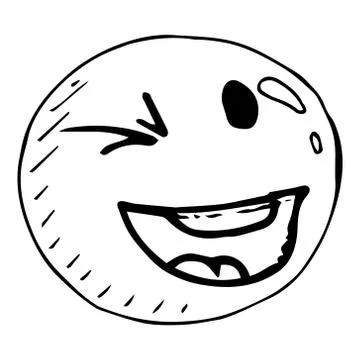 Smile face icon. Vector illustration face with emotions. Hand drawn winking f Ilustración de archivo