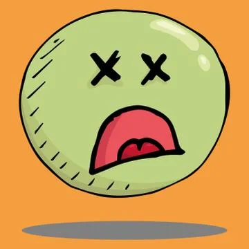 Smile face icon. Vector illustration face with emotions. Hand drawn dead face Stock Illustration
