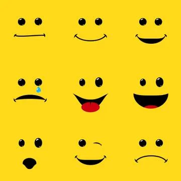 Smile faces pack. Different emotions. Simple flat design Stock Illustration