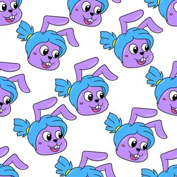 Smile female rabbit seamless pattern textile print. repeat pattern background Illustrazione stock