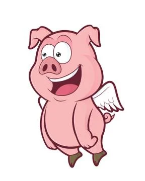 Smile flying pig Stock Illustration