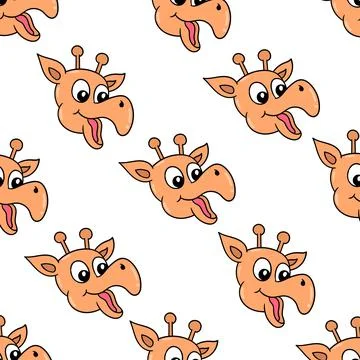 Smile giraffe head seamless pattern textile print. repeat pattern background  Illustrazione stock