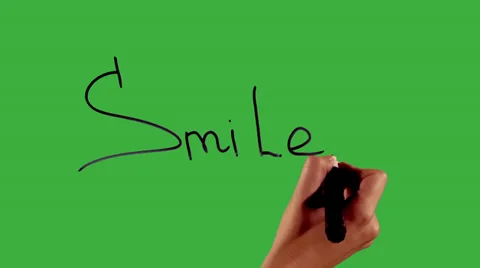 Smile - Hand writing on green screen Stock Footage 33784135