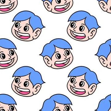 Smile handsome boy seamless pattern textile print. repeat pattern background  Stock Illustration