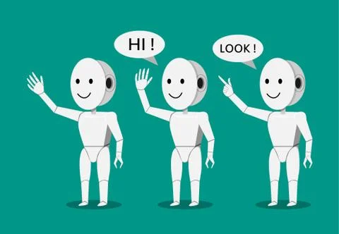 Smile humanoid robot for presentation, vector Stock Illustration