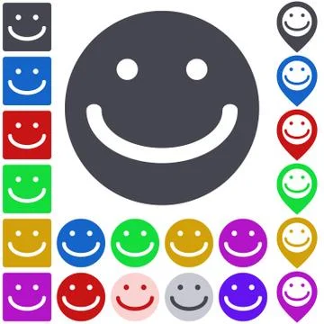 Smile icon, button, symbol set Ilustración de archivo