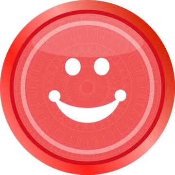Smile icon glossy button . Trendy flat style sign isolated on white backgroun Stock Illustration