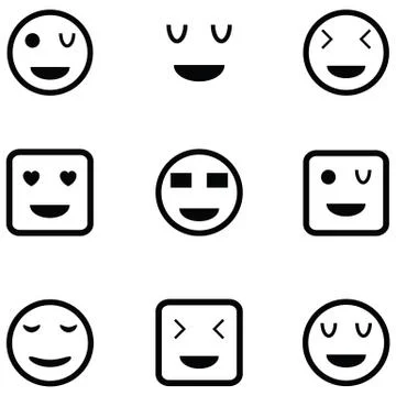 Smile icon set Illustrazione stock