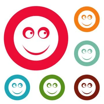 Smile icons circle set vector Stock Illustration