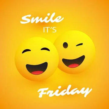 Smile! It's Friday - Concept Design with a Pair of Winking Emoji - Couple o.. Ilustração Stock