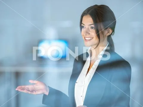 The smile lady gesture over the glass Stock Photos