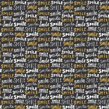 Smile lettering seamless pattern. Hand drawn sketched calligraphic signs, gru Stock Illustration