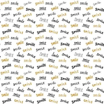Smile lettering seamless pattern. Hand drawn sketched calligraphic signs, gru 库存插图
