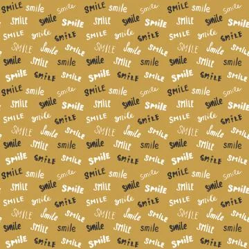 Smile lettering seamless pattern. Hand drawn sketched calligraphic signs, gru 스톡 일러스트