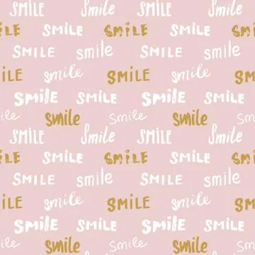 Smile lettering seamless pattern. Hand drawn sketched calligraphic signs, gru 스톡 일러스트
