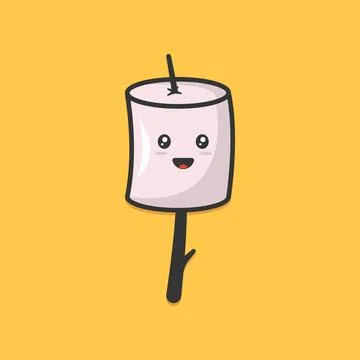 Smile marshmallow icon logo vector illustration design, simple dessert vect.. Stock Illustration