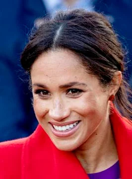 Smile Meghan Markle Duchess of Sussex visits Liverpool Stock Photos