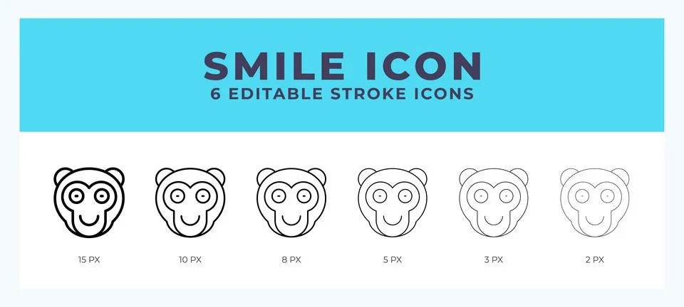 Smile monkey icon with editable stroke. Outline icon vector illustration. Stock Illustration