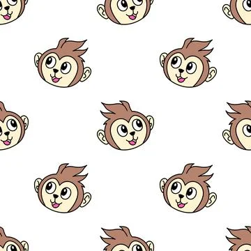 Smile monkey seamless textile print. repeat pattern background design 스톡 일러스트