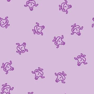 Smile monster alien line vector seamless pattern Stockillustratie