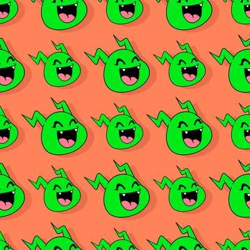 Smile monster seamless repeat pattern. background illustration Illustrazione stock