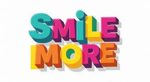 Smile more 3D bold text in vibrant colors with shadows on a clean white bac.. Stock Illustration