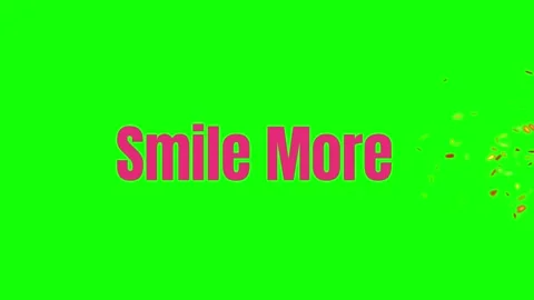 Smile more text animation with falling confetti particles on green screen Stock Footage 340882596