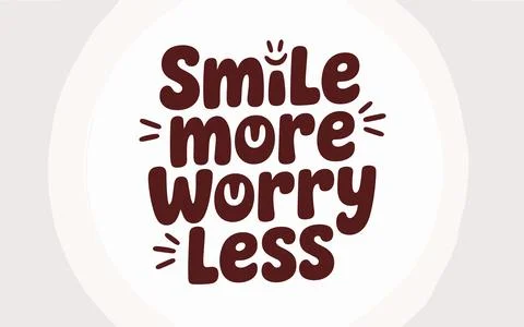 Smile more worry less text with happy face lettering Stock-Illustration