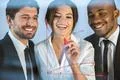 The smile people draw at the virtual screen Photo