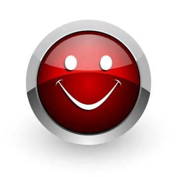 Smile red circle web glossy icon. Stockillustratie