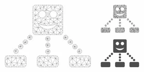 Smile Relations Diagram Vector Mesh Network Model and Triangle Mosaic Icon Stock Illustration