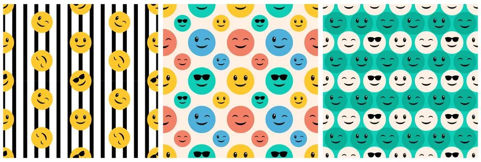 Smile Seamless Pattern Design Illustration with Smiling Character and Happi.. Stock Illustration