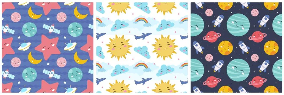 Smile Seamless Pattern Design Illustration with Smiling Character and Happi.. Stock Illustration