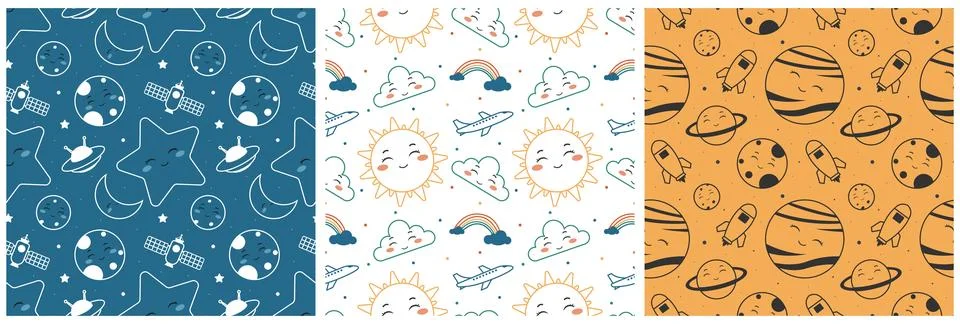 Smile Seamless Pattern Design Illustration with Smiling Character and Happi.. Stock Illustration