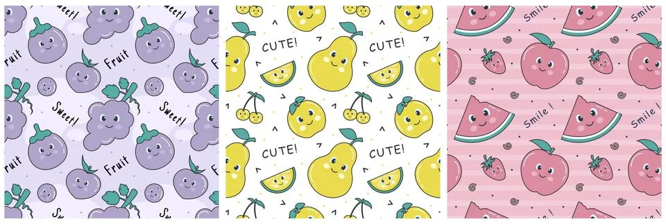 Smile Seamless Pattern Design Illustration with Smiling Character and Happi.. Stock Illustration