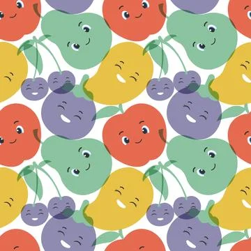 Smile Seamless Pattern Design Illustration with Smiling Character and Happi.. Stock Illustration