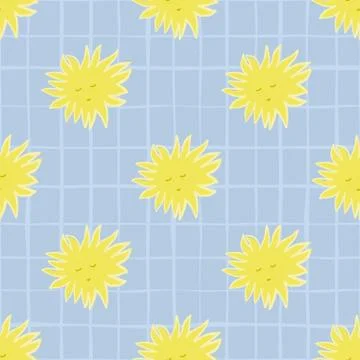 Smile seamless pattern with sun faces silhouettes. Kids cute yellow bright or Stockillustratie