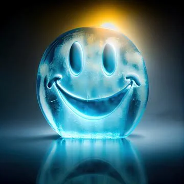 A smile shaped ice cube on black background. Stock Illustration