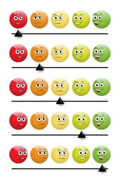 Smile slider rating flat vector illustrations set Stock Illustration