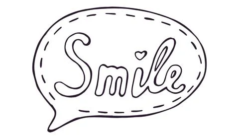 Smile Speech Bubble Hand Drawn Doodle with Heart Isolated on White イラスト素材