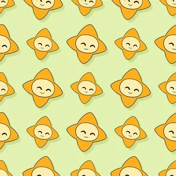 Smile star cute seamless repeat pattern. background illustration Stock Illustration