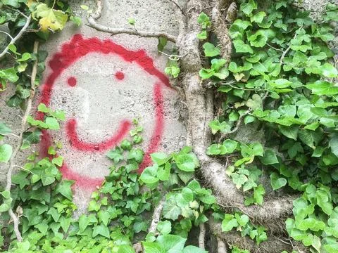 Smile symbol on wall Stock Photos