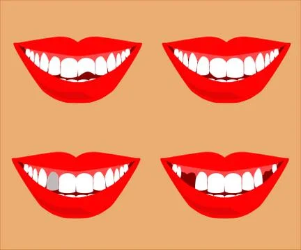 Smile with teeth on the background. Cartoon. Stock Illustration