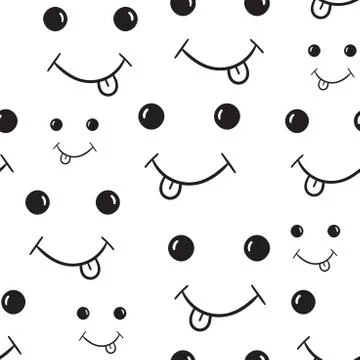 Smile with tongue seamless pattern background. Business flat vector illustrat Stock Illustration