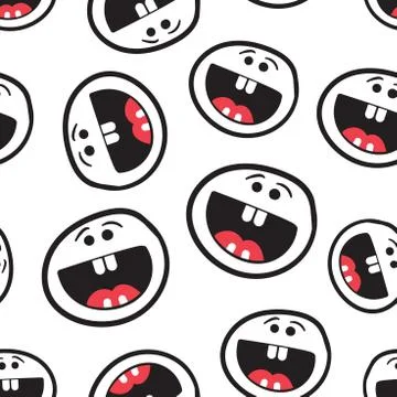 Smile with tongue seamless pattern background. Business flat vector illustrat Illustrazione stock