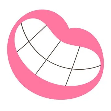 Smile vector icon, smiling lips with white teeth, funny doodle illustration Stock Illustration