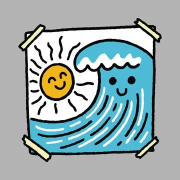 Smile waves and sunset on summer graphic illustration vector art t-shirt desi Stock Illustration