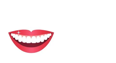 Smile, white teeth with pink lips, smiling mouth of young woman. Dental con.. Stock Illustration
